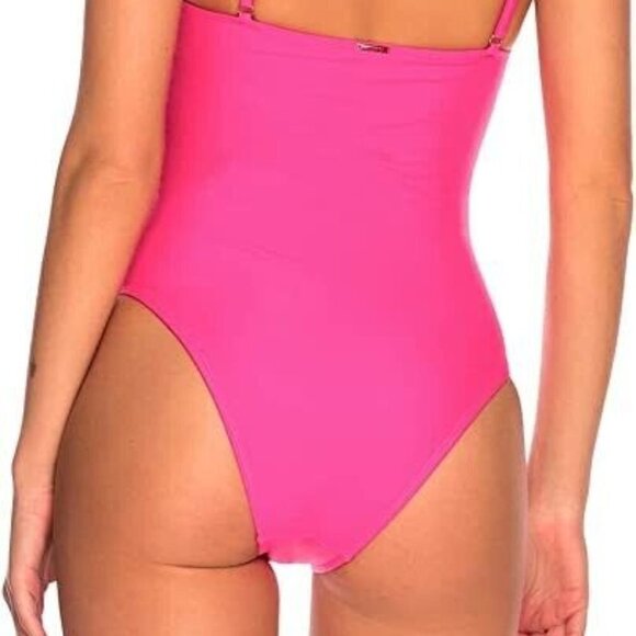 **RELLECIGA** Women's High Cut One Piece Swimsuits Neon Rose Large NWOT - Picture 4 of 7